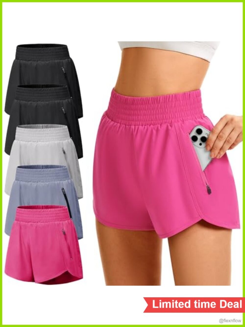 High Waisted Athletic Shorts with Liner 2 Zipper Pockets Double Layer Quick-Dry